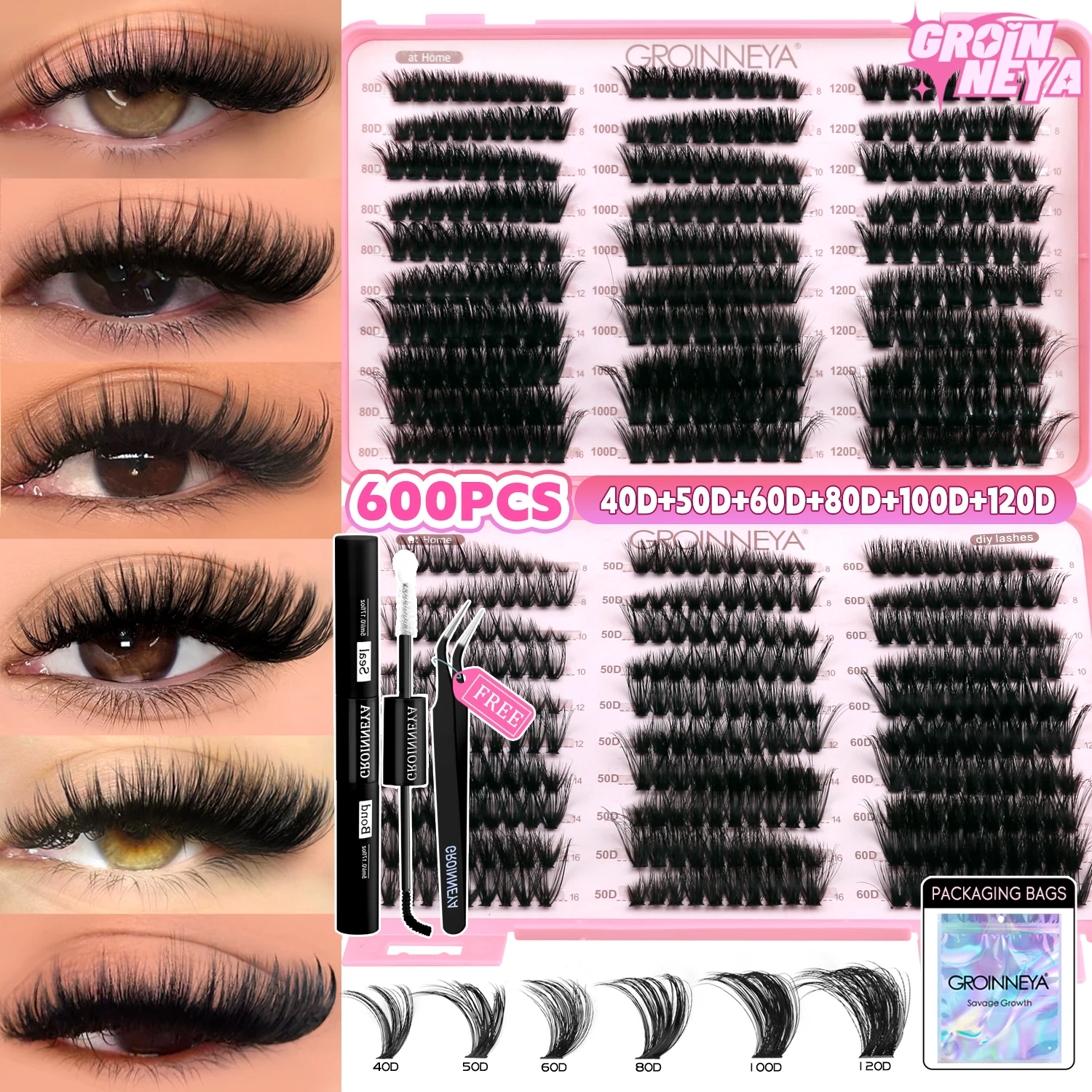 GROINNEYA Lash Clusters Kit Ca – Eyelash Extension Home Service recenzja i cena