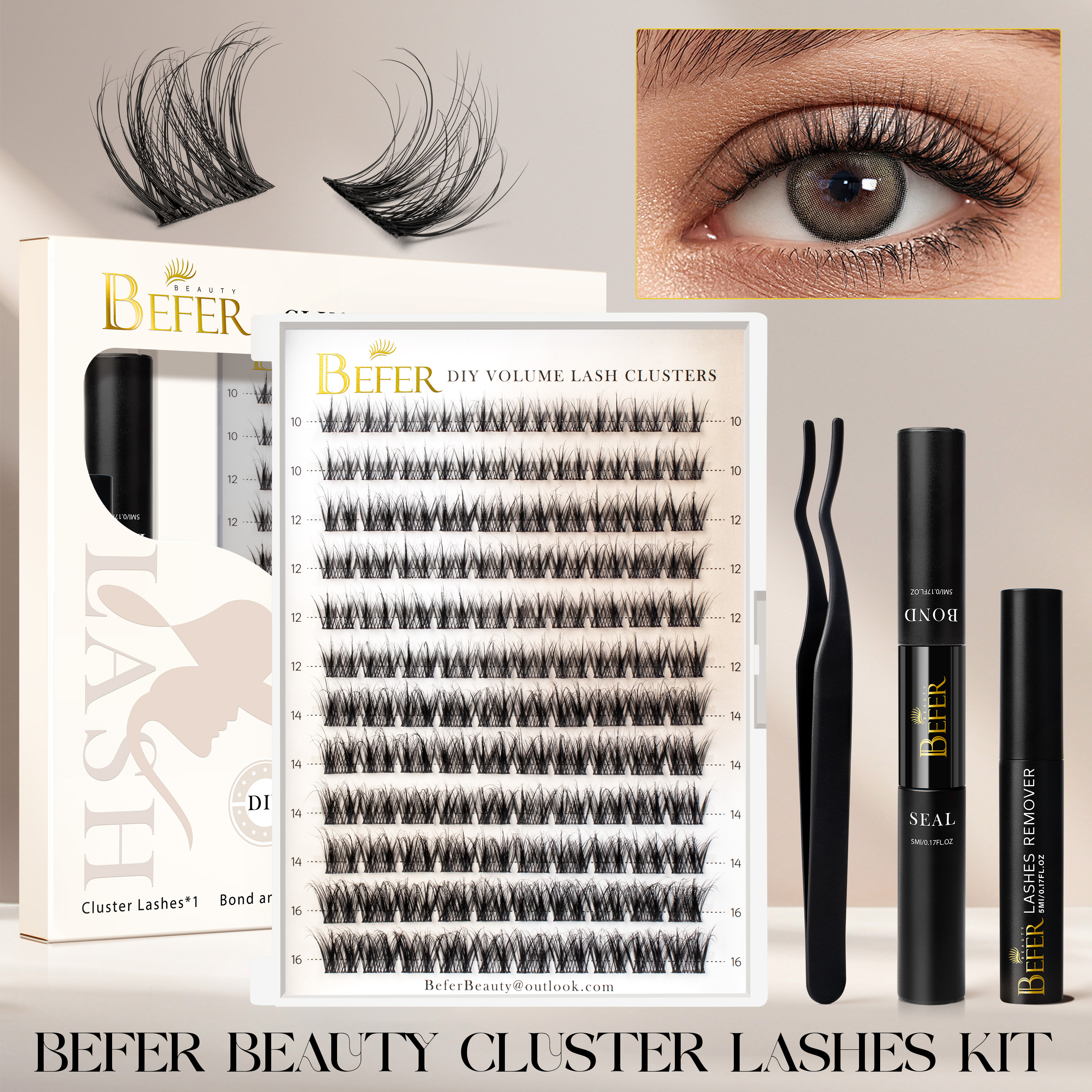 Befer Lash Clusters Kit False  – Eyelash Extension For Asian Eyes recenzja i cena