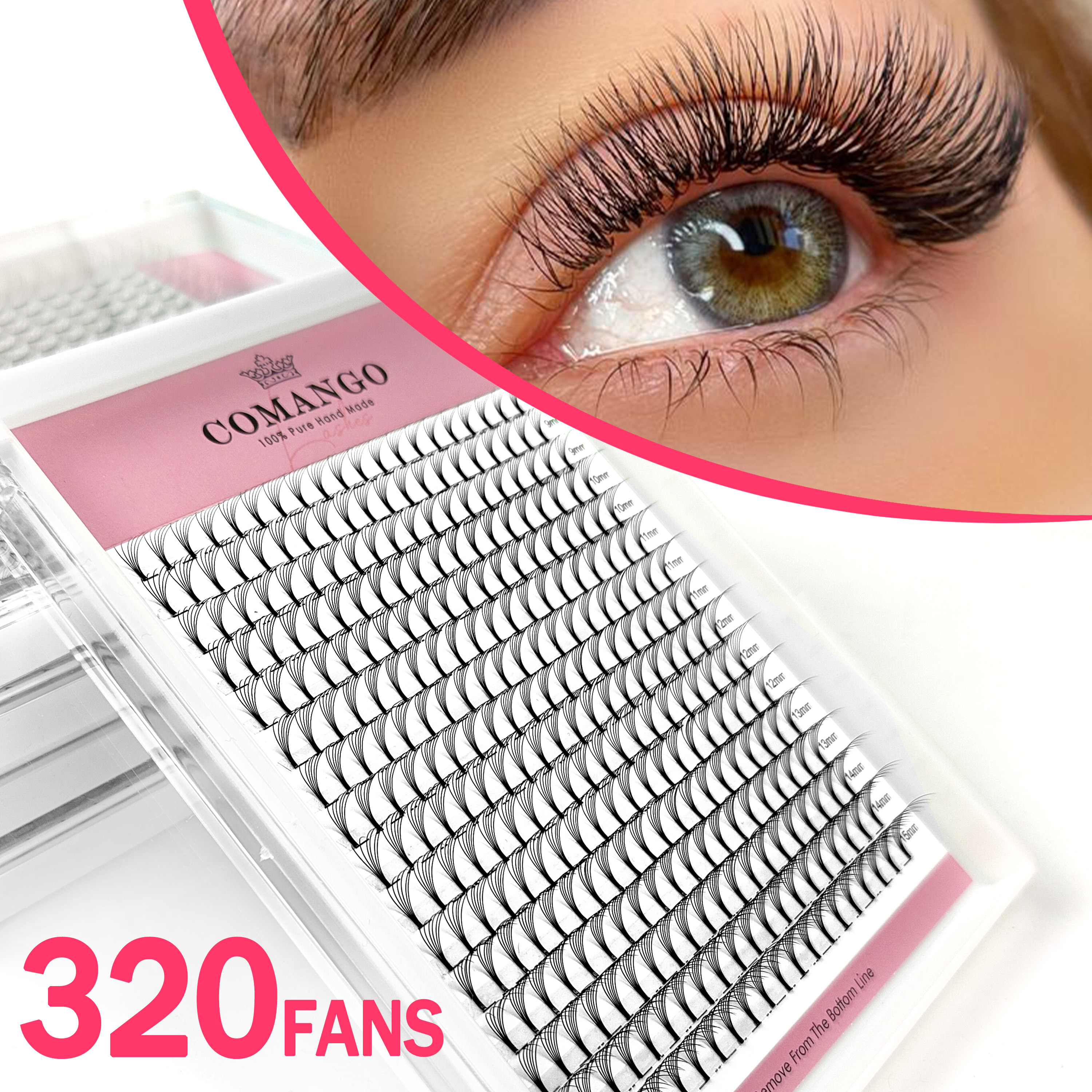 CoMango 320pcs Short Stem Prem – Eyelash Extension Russian Volume recenzja i cena