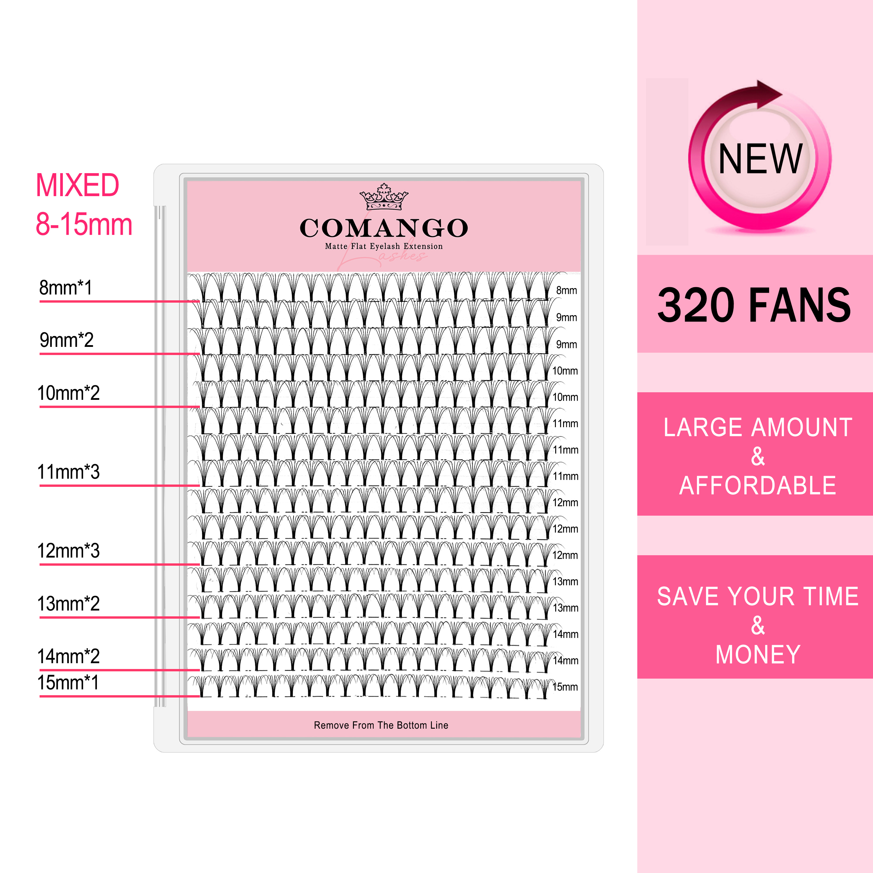 CoMango 320pcs Short Stem Prem – Eyelash Extension Russian Volume recenzja i cena